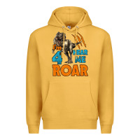 Mustard i'm four hear me roar dinosaur birthday Premium Hoodie - LillyAllenDesigns