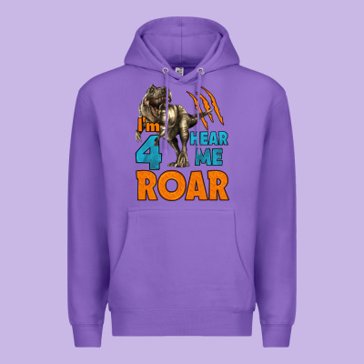 I'm Four Hear Me Roar Dinosaur Birthday Premium Hoodie Designed By Lillyallendesigns