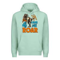 Seafoam i'm four hear me roar dinosaur birthday Premium Hoodie - LillyAllenDesigns