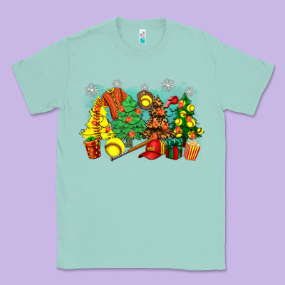Classic Tee christmas trees with softball
