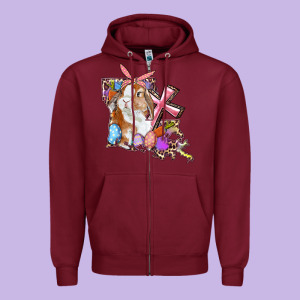 Louisiana Map Easter Bunny And Cross Zipper Hoodie Designed By Ranaportraitstore