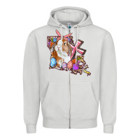 Dove Grey Louisiana Map Easter Bunny And Cross Zipper Hoodie - RanaPortraitStore