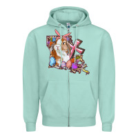 Seafoam Louisiana Map Easter Bunny And Cross Zipper Hoodie - RanaPortraitStore