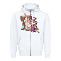 White Louisiana Map Easter Bunny And Cross Zipper Hoodie - RanaPortraitStore