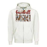 Oatmeal Heather baseball mini with leopard Zipper Hoodie - texasbilliewilder