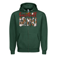Sports Green baseball mini with leopard Zipper Hoodie - texasbilliewilder