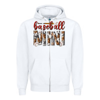 White baseball mini with leopard Zipper Hoodie - texasbilliewilder
