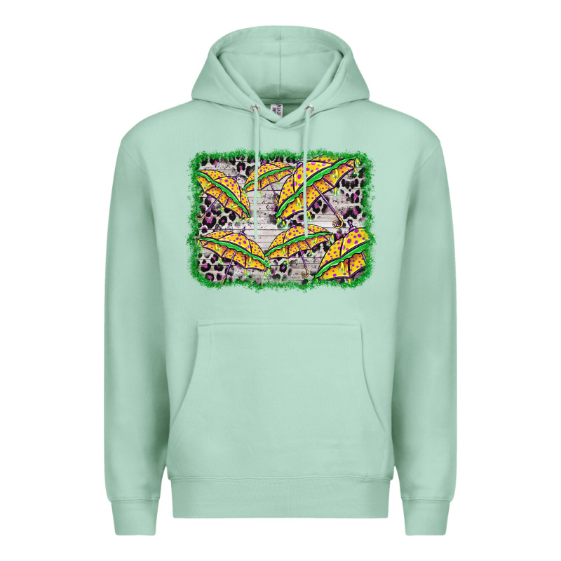 Mardi Gras Umbrella Background Premium Hoodie by BarkalooDesign | Teevron