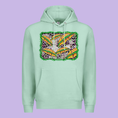 Mardi Gras Umbrella Background Premium Hoodie Designed By Barkaloodesign