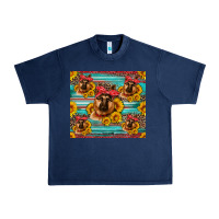 Navy german shepherd with sunflowers Urban Heavy Tee - Artiststas