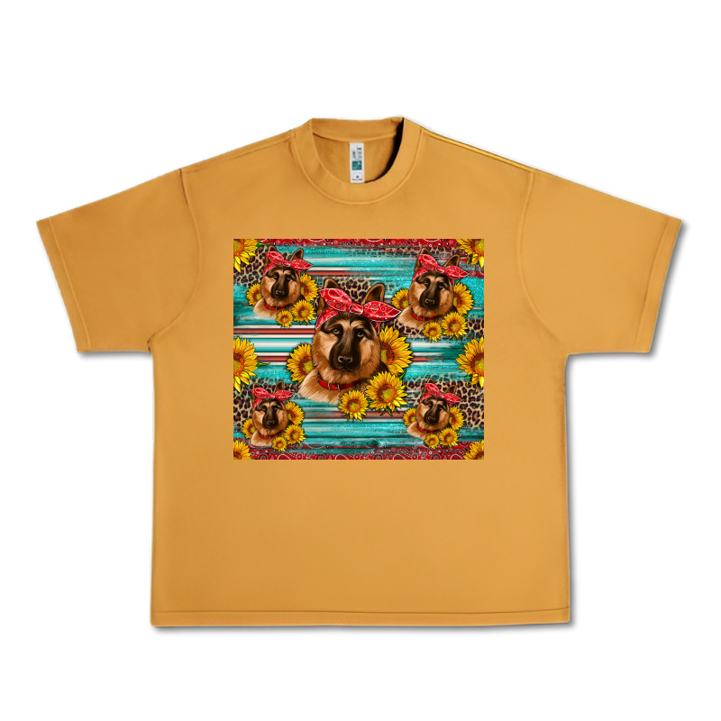German Shepherd With Sunflowers Urban Heavy Tee by Artiststas | Teevron