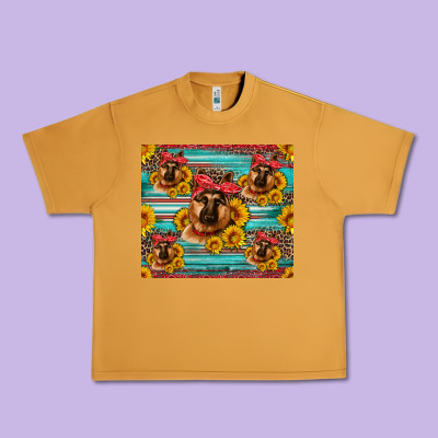 German Shepherd With Sunflowers Urban Heavy Tee Designed By Artiststas