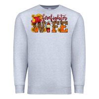 Heather Grey firefighter wife with hat sunflowers Premium Sweatshirt - HRA Design Shop