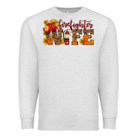Oatmeal Heather firefighter wife with hat sunflowers Premium Sweatshirt - HRA Design Shop
