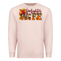 Pale Pink firefighter wife with hat sunflowers Premium Sweatshirt - HRA Design Shop