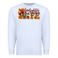 White firefighter wife with hat sunflowers Premium Sweatshirt - HRA Design Shop