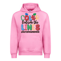 Fuchsia Pink color outside the lines autism awareness Urban Hoodie - MaliasSmallBusiness