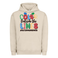 Pigment French Oak color outside the lines autism awareness Urban Hoodie - MaliasSmallBusiness