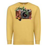 Antique Gold floral eucalyptus film roll vintage camera Premium Sweatshirt - FaDigitalArtStudio