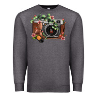 Charcoal Heather floral eucalyptus film roll vintage camera Premium Sweatshirt - FaDigitalArtStudio