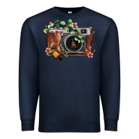 Navy floral eucalyptus film roll vintage camera Premium Sweatshirt - FaDigitalArtStudio