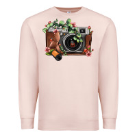 Pale Pink floral eucalyptus film roll vintage camera Premium Sweatshirt - FaDigitalArtStudio