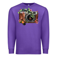 Purple floral eucalyptus film roll vintage camera Premium Sweatshirt - FaDigitalArtStudio