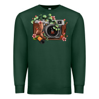 Sports Green floral eucalyptus film roll vintage camera Premium Sweatshirt - FaDigitalArtStudio