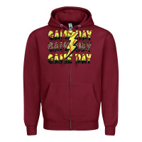 Burgundy game day game day softball lightning bolt Zipper Hoodie - Zillion Design Studio