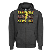 Charcoal Heather game day game day softball lightning bolt Zipper Hoodie - Zillion Design Studio