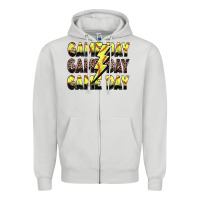 Dove Grey game day game day softball lightning bolt Zipper Hoodie - Zillion Design Studio