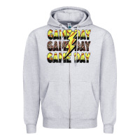 Heather Grey game day game day softball lightning bolt Zipper Hoodie - Zillion Design Studio