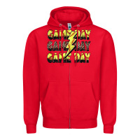 Red game day game day softball lightning bolt Zipper Hoodie - Zillion Design Studio