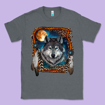 Classic Tee Wolf And Feathers