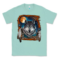Seafoam Wolf And Feathers Classic Tee - RanaPortraitStore