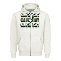 Oatmeal Heather game day game day soccer lightning bolt Zipper Hoodie - Zillion Design Studio