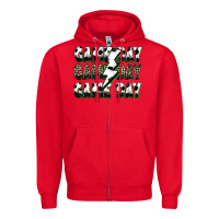 Red game day game day soccer lightning bolt Zipper Hoodie - Zillion Design Studio