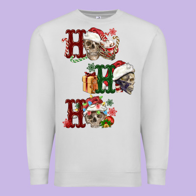 Ho Ho Ho Skull Premium Sweatshirt Designed By Fadigitalartstudio