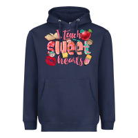 Navy i teach sweet hearts valentine's day teacher Heavyweight Hoodie - FaDigitalArtStudio