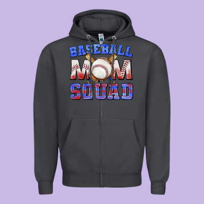 Baseball Mom Squad Zipper Hoodie Designed By Texasbilliewilder