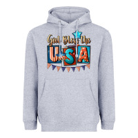 Heather Grey God bless the USA 4th of july Heavyweight Hoodie - CowGirlArtShop