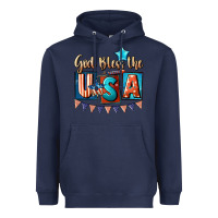 Navy God bless the USA 4th of july Heavyweight Hoodie - CowGirlArtShop