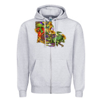 Heather Grey Louisiana Map With Mardi Gras Crocodile Zipper Hoodie - RanaPortraitStore