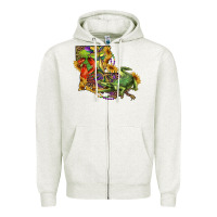 Oatmeal Heather Louisiana Map With Mardi Gras Crocodile Zipper Hoodie - RanaPortraitStore