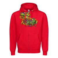 Red Louisiana Map With Mardi Gras Crocodile Zipper Hoodie - RanaPortraitStore