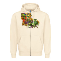Sandshell Louisiana Map With Mardi Gras Crocodile Zipper Hoodie - RanaPortraitStore