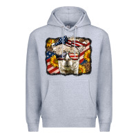 Heather Grey 4th of july llama Premium Hoodie - LillyAllenDesigns