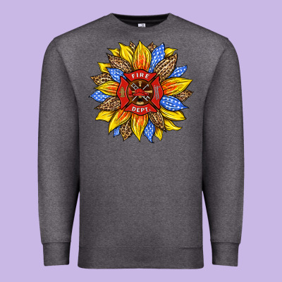 Firefighter Sunflower Premium Sweatshirt Designed By Hra Design Shop