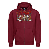 Burgundy baseball nana with leopard Zipper Hoodie - texasbilliewilder