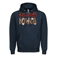 Navy baseball nana with leopard Zipper Hoodie - texasbilliewilder